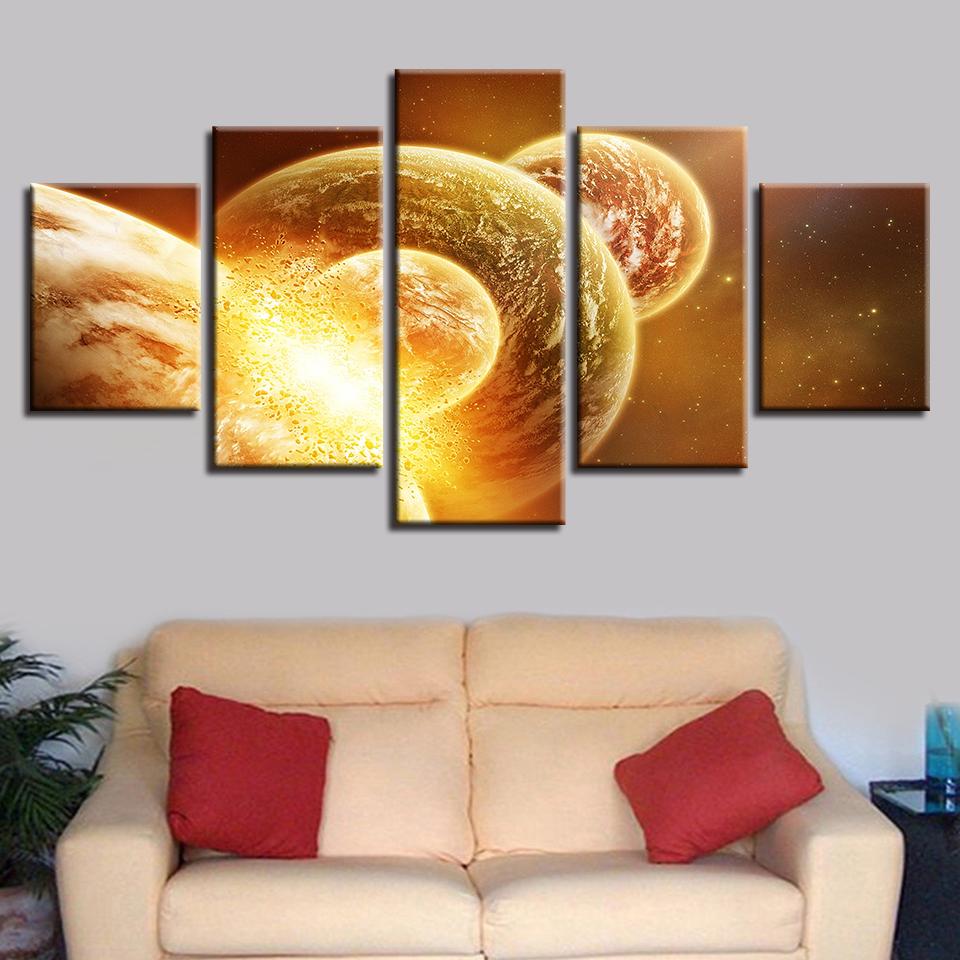 abstract universe planet mars space 5 panel canvas art wall decor 8436