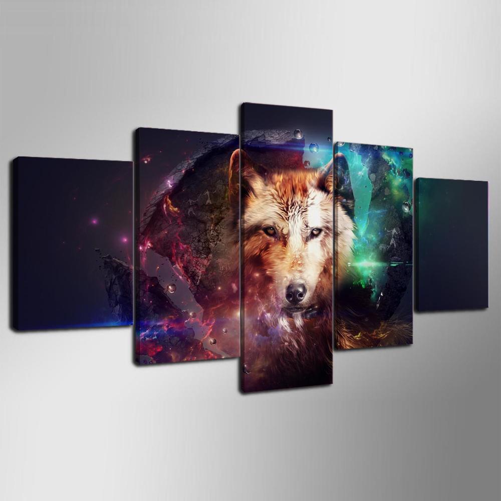 abstract wolf 09 abstract 5 panel canvas art wall decor 2059