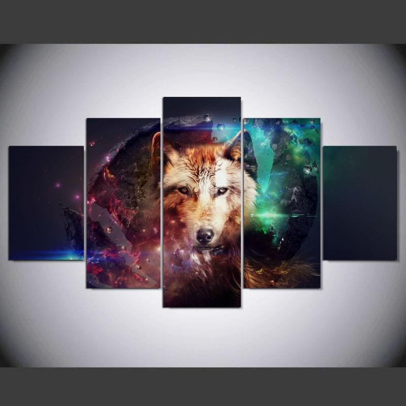 abstract wolf 09 abstract 5 panel canvas art wall decor 2227