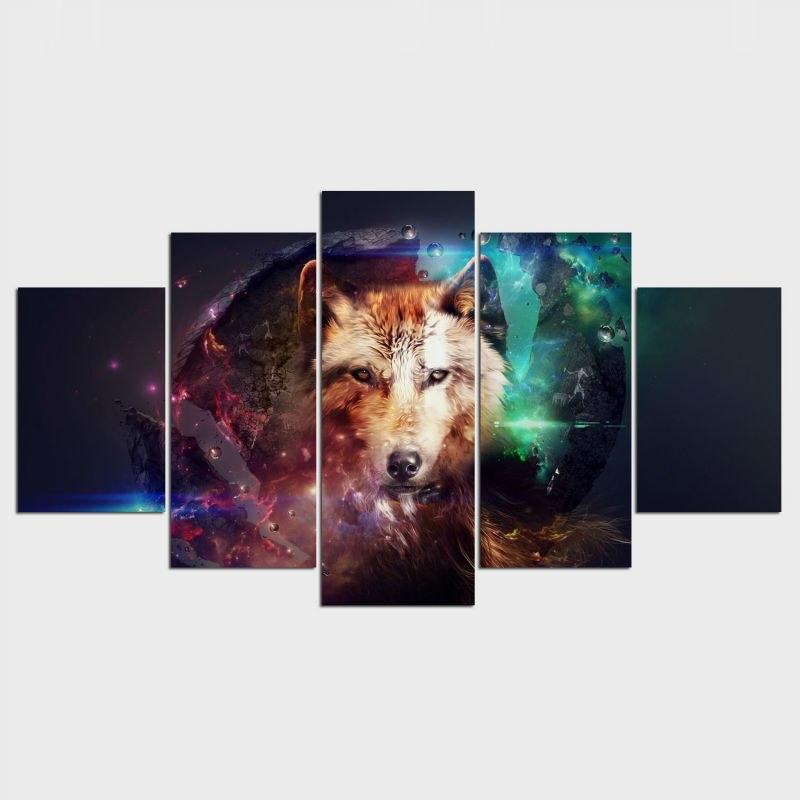 abstract wolf 09 abstract 5 panel canvas art wall decor 3739