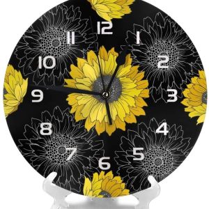 abucaky rustic sunflowers printed wall clock 1137