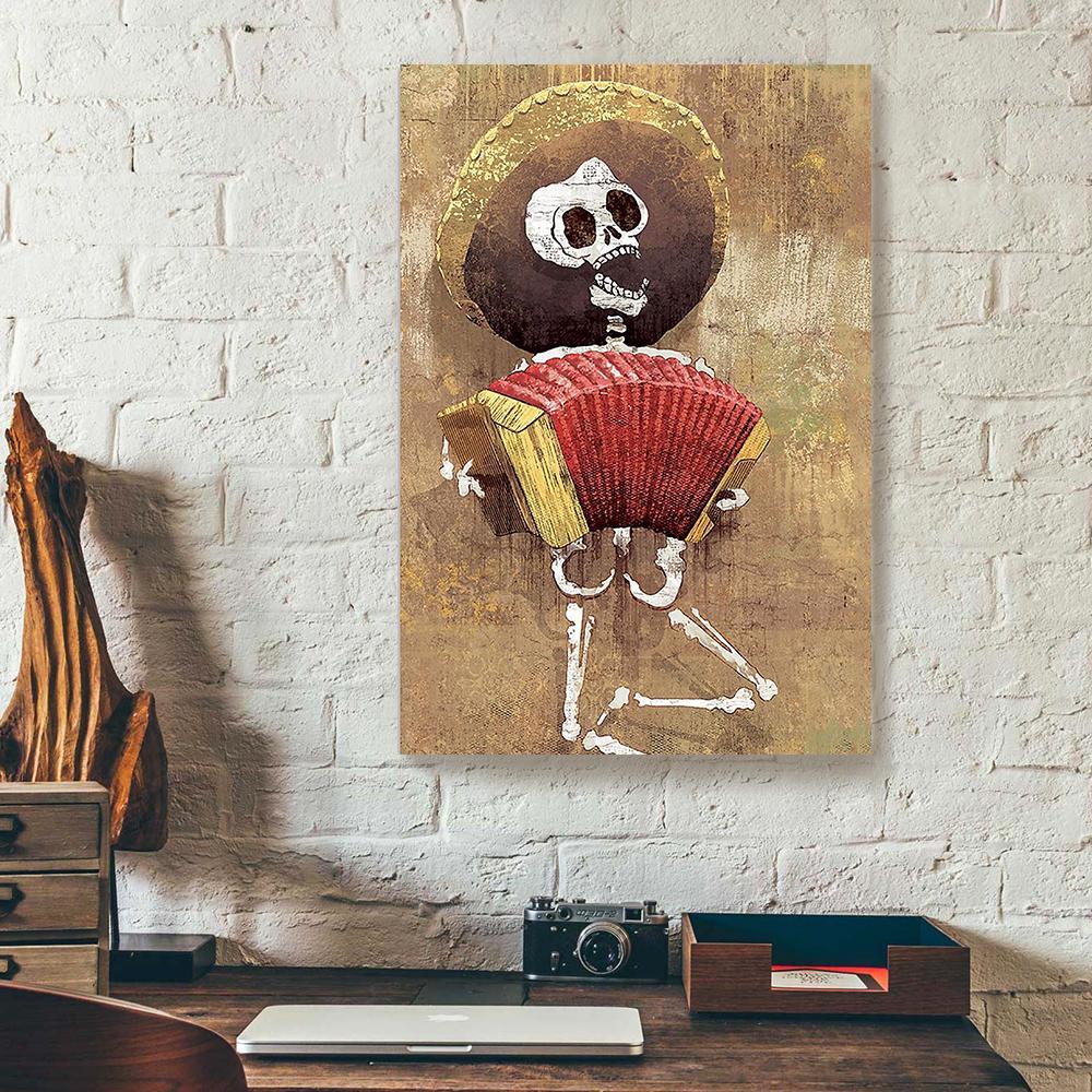accordion player skeleton canvas prints wall art decor 1578