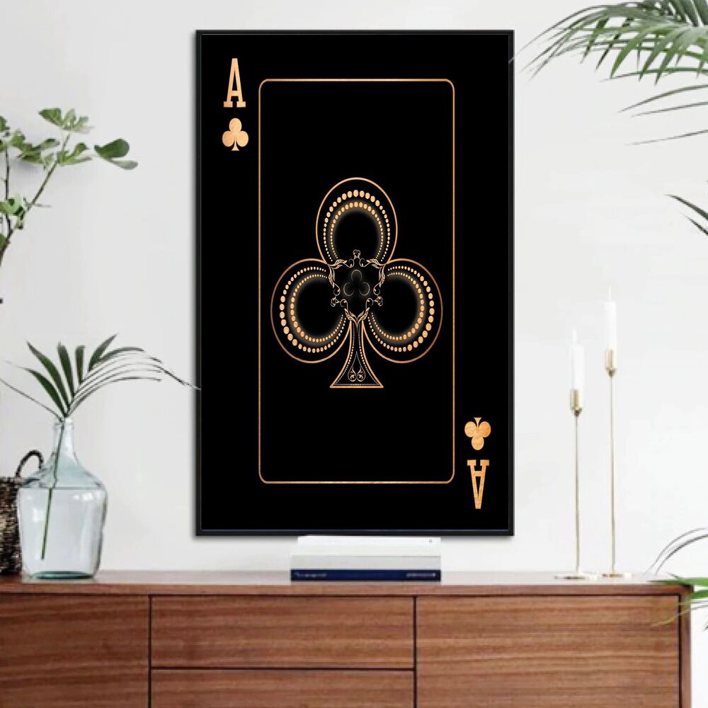 Ace Of Clubs Gold Motivational Positive Canvas Print - Wall Art Decor ace of clubs gold motivational positive canvas print wall art decor 6203