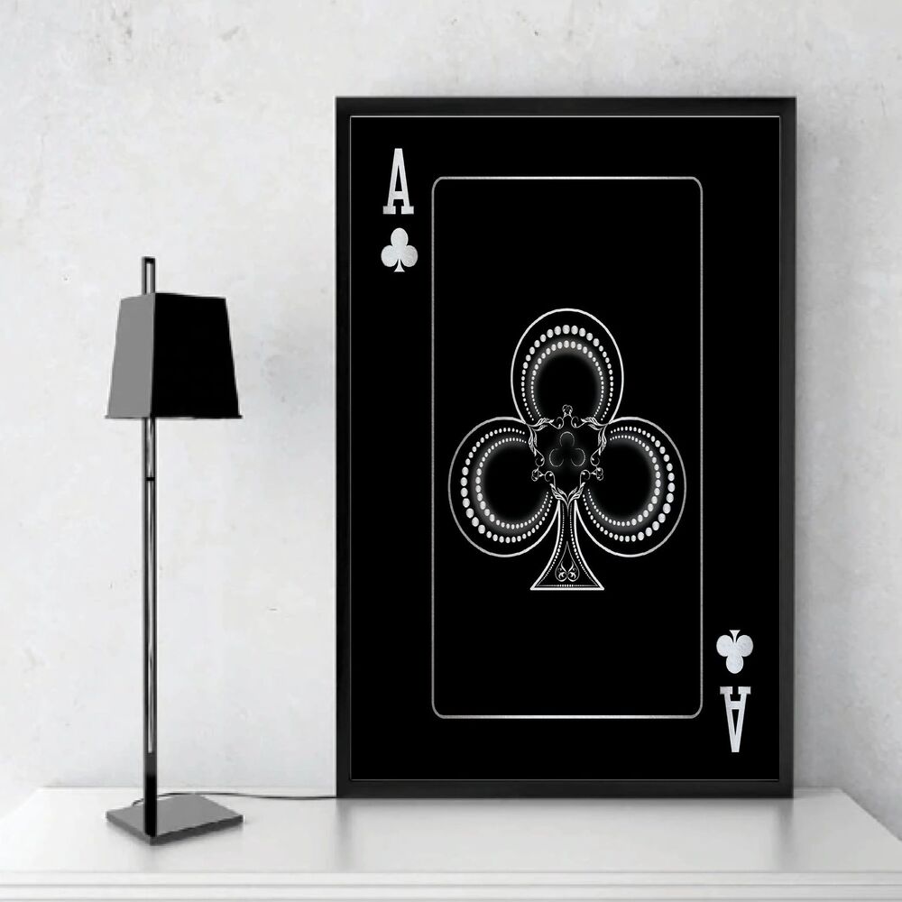 Ace Of Clubs Silver Motivational Positive Canvas Print - Wall Art Decor ace of clubs silver motivational positive canvas print wall art decor 5369