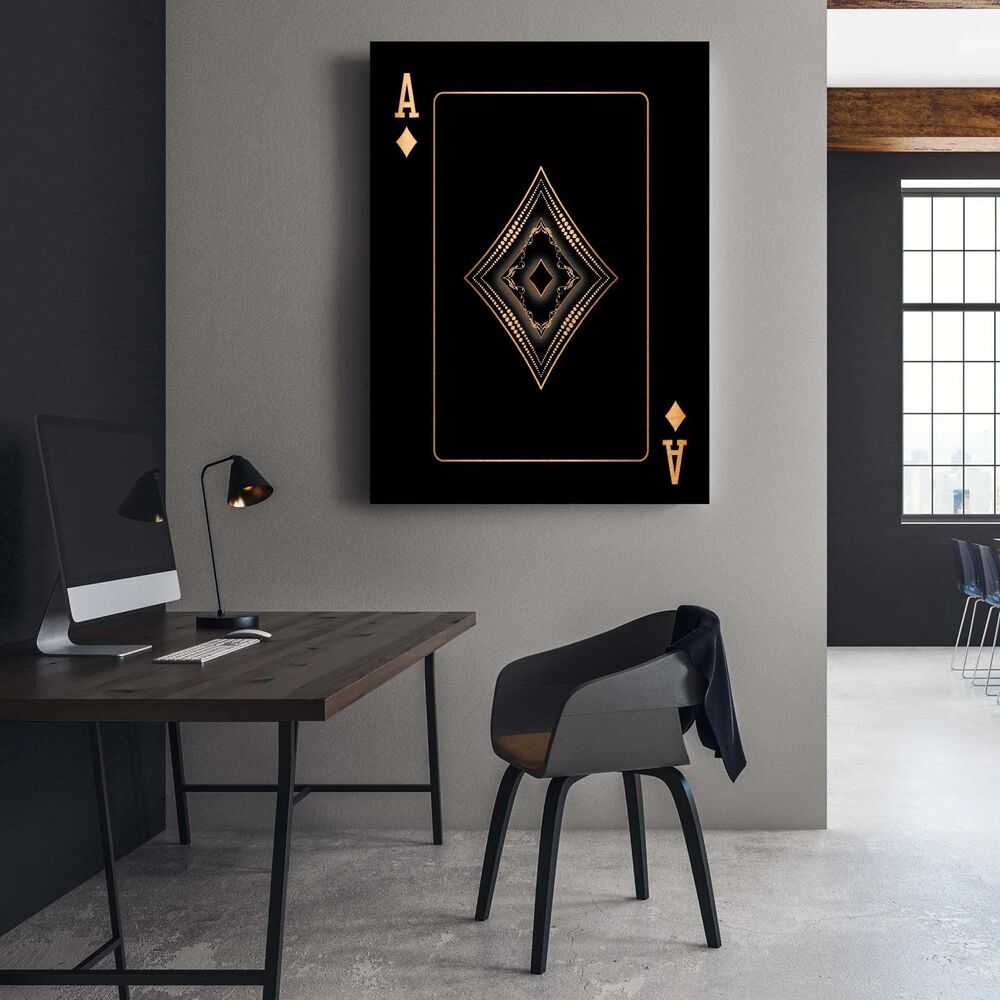 ace of diamonds gold motivational positive canvas print wall art decor 4366