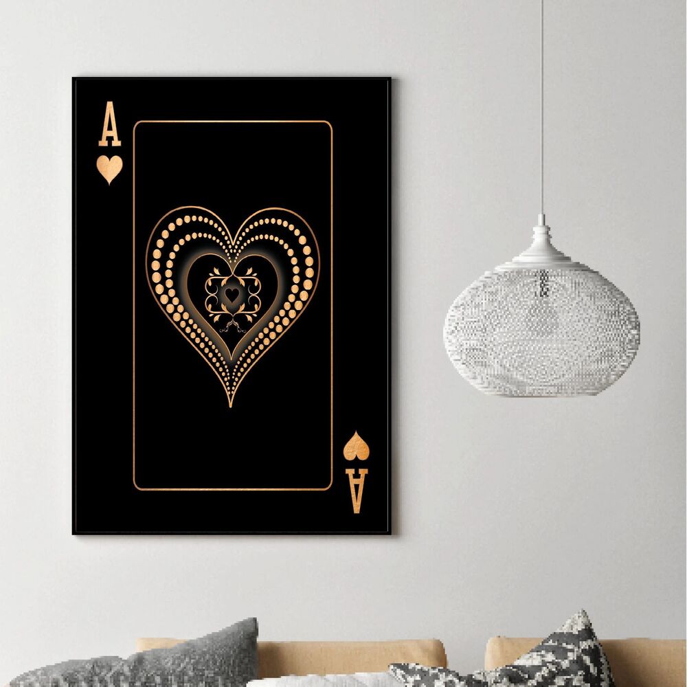 Ace Of Hearts Gold Motivational Positive Canvas Print - Wall Art Decor ace of hearts gold motivational positive canvas print wall art decor 6153