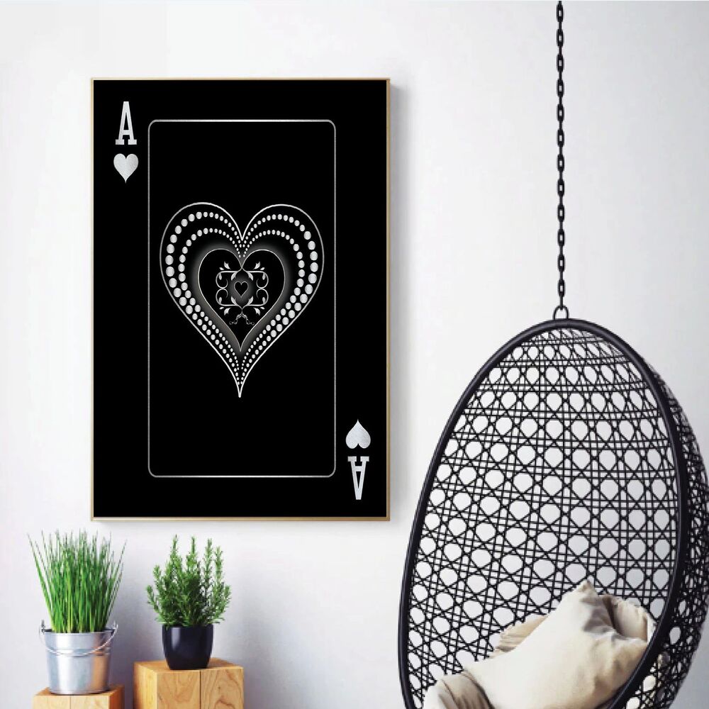 ace of hearts silver motivational positive canvas print wall art decor 8466