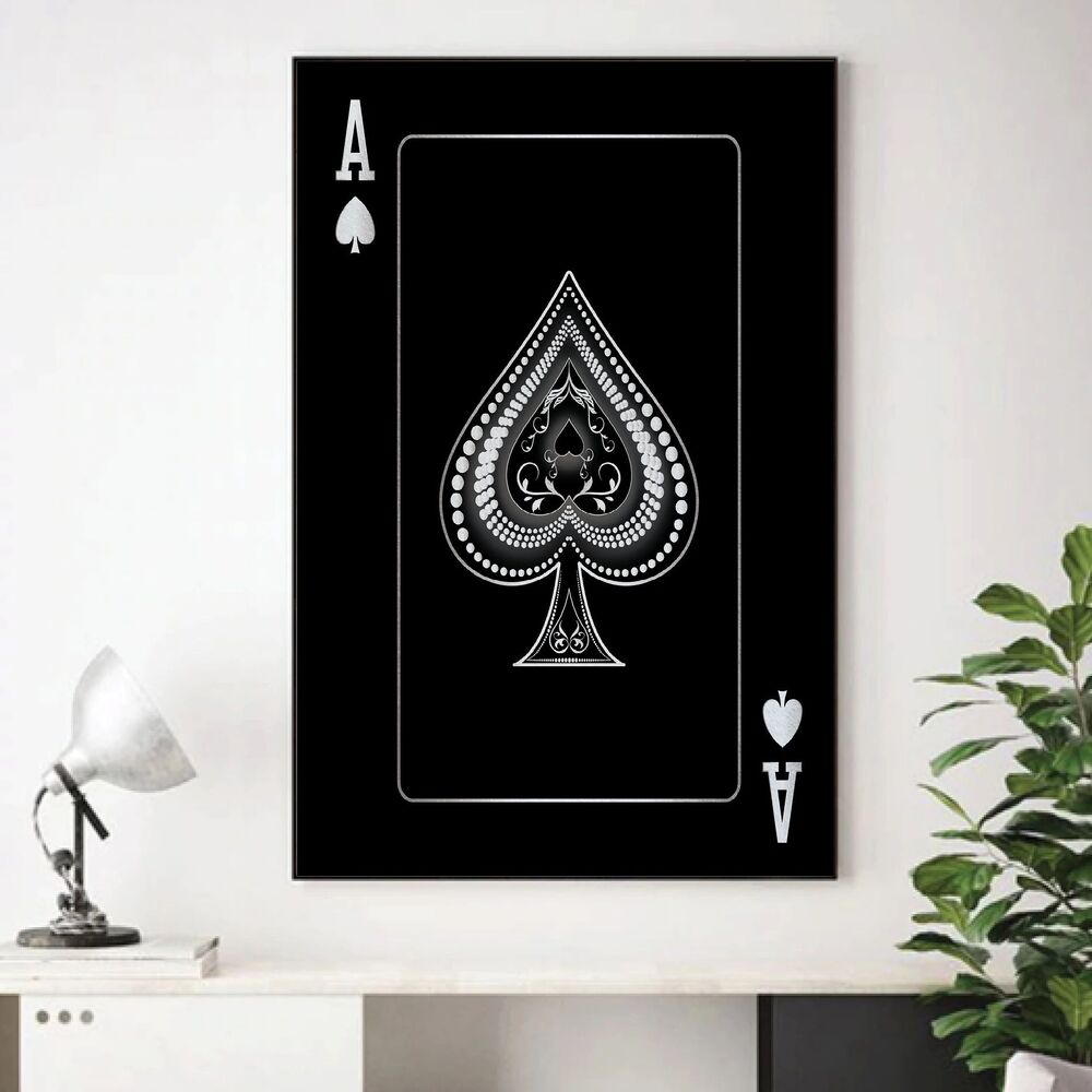 ace of spades silver motivational positive canvas print wall art decor 1594
