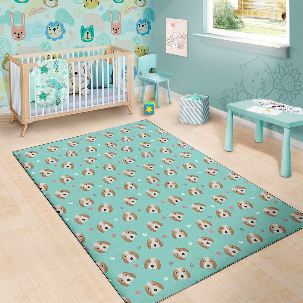 adorable beagle puppy pattern print area rug floor decor 2130
