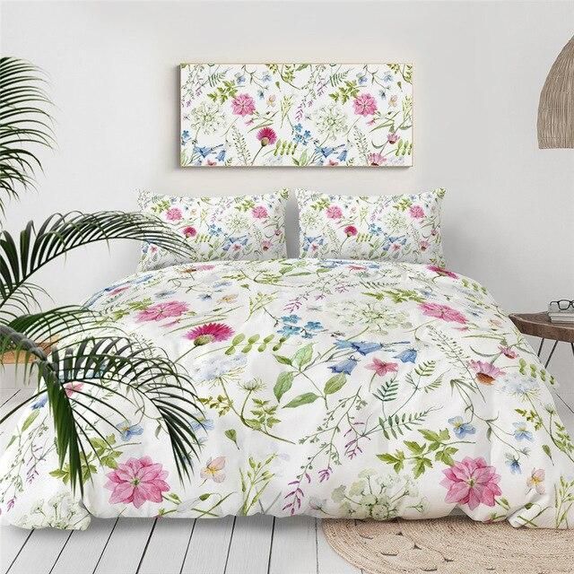 Adorable Flower White Background Duvet Cover Bedding Set adorable flower white background duvet cover bedding set 6042