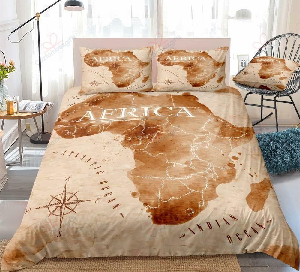 africa map vintage printed bedding set bedroom decor 1522