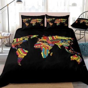 african map black duvet cover bedding set 7251