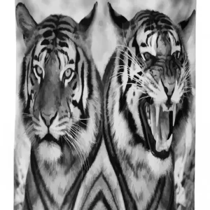 aggressive wild tiger 3d printed tablecloth table decor 6338