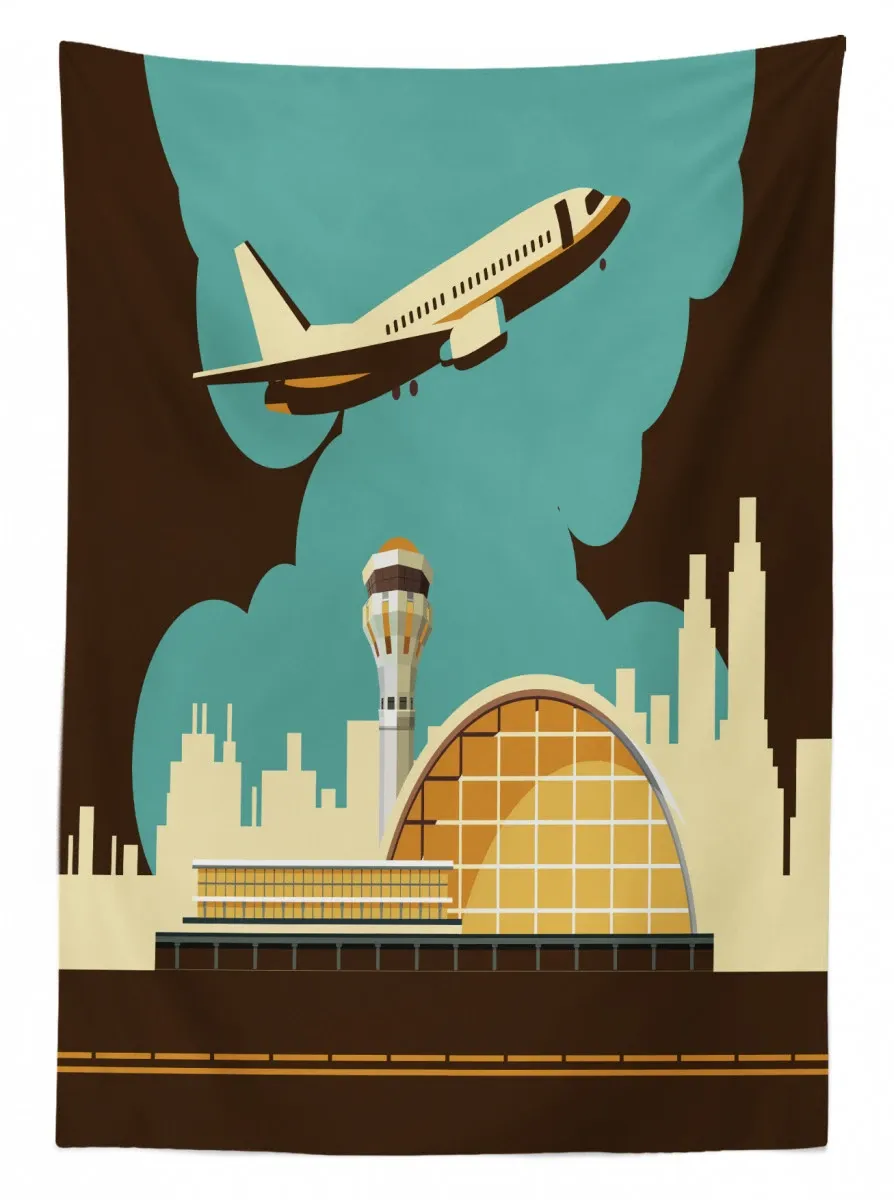 Airfield Plane And City 3D Printed Tablecloth Table Decor airfield plane and city 3d printed tablecloth table decor 2580