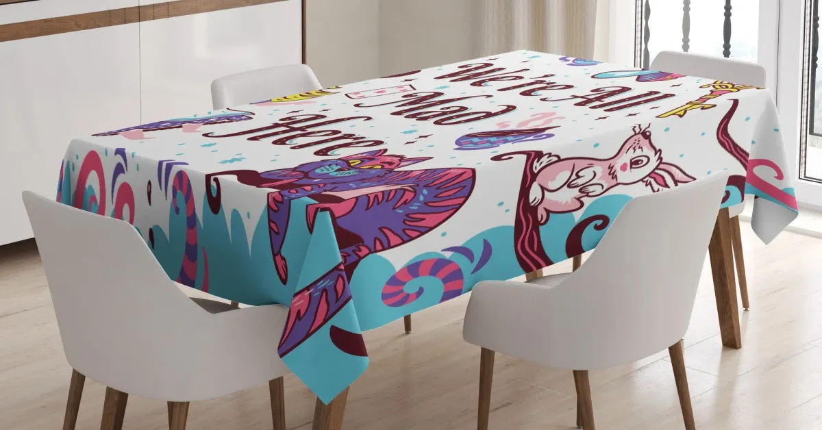 alice in wonderland 3d printed tablecloth table decor 3938