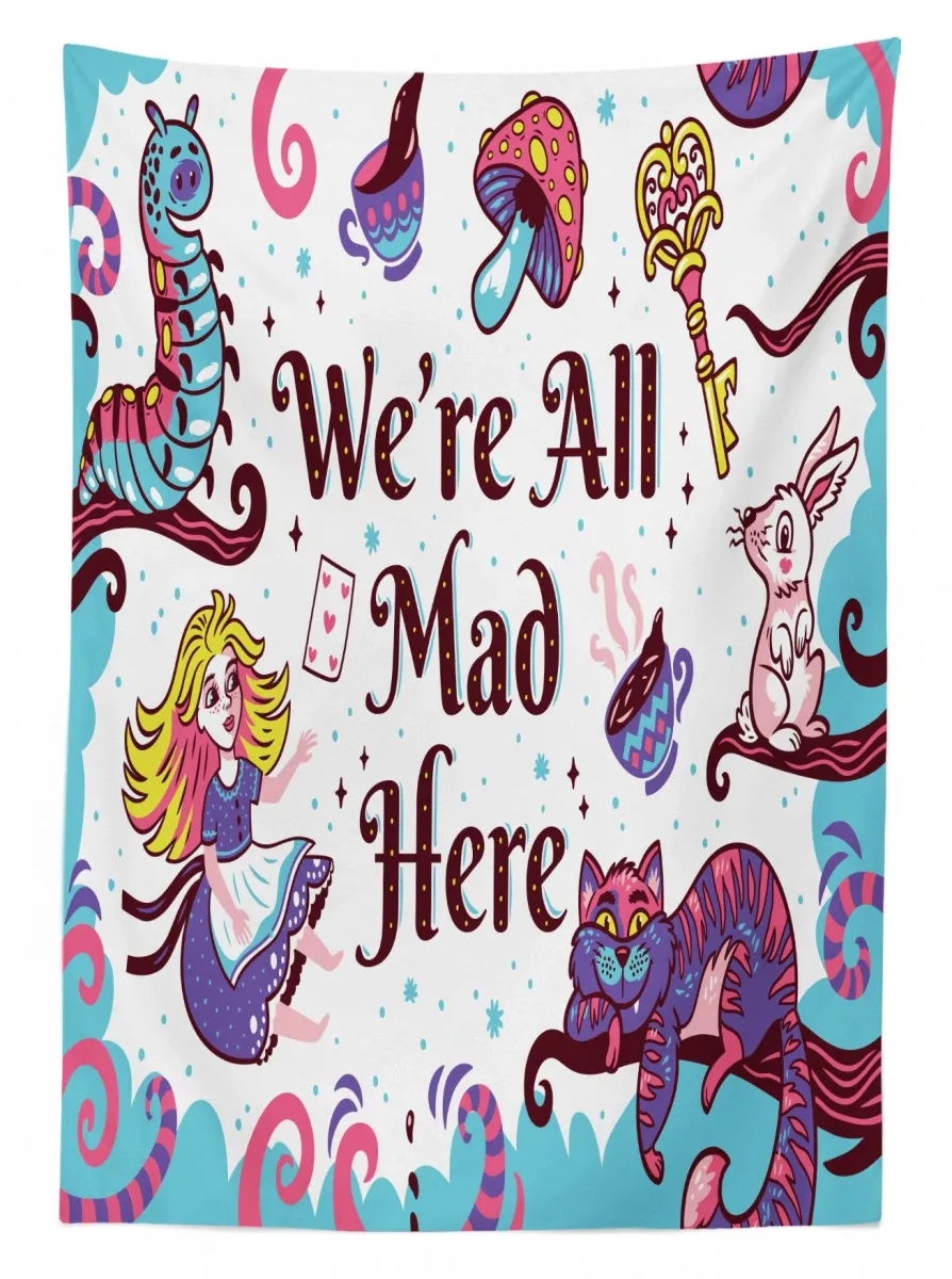 alice in wonderland 3d printed tablecloth table decor 6741
