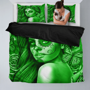 all in green calavera fresh look theme duvet cover bedding set bedroom decor 4934
