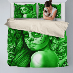 all in green calavera fresh look theme duvet cover bedding set bedroom decor 8688