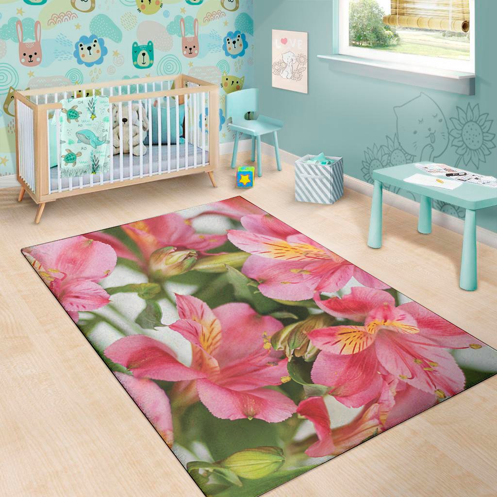 alstroemeria flower print area rug floor decor 4971