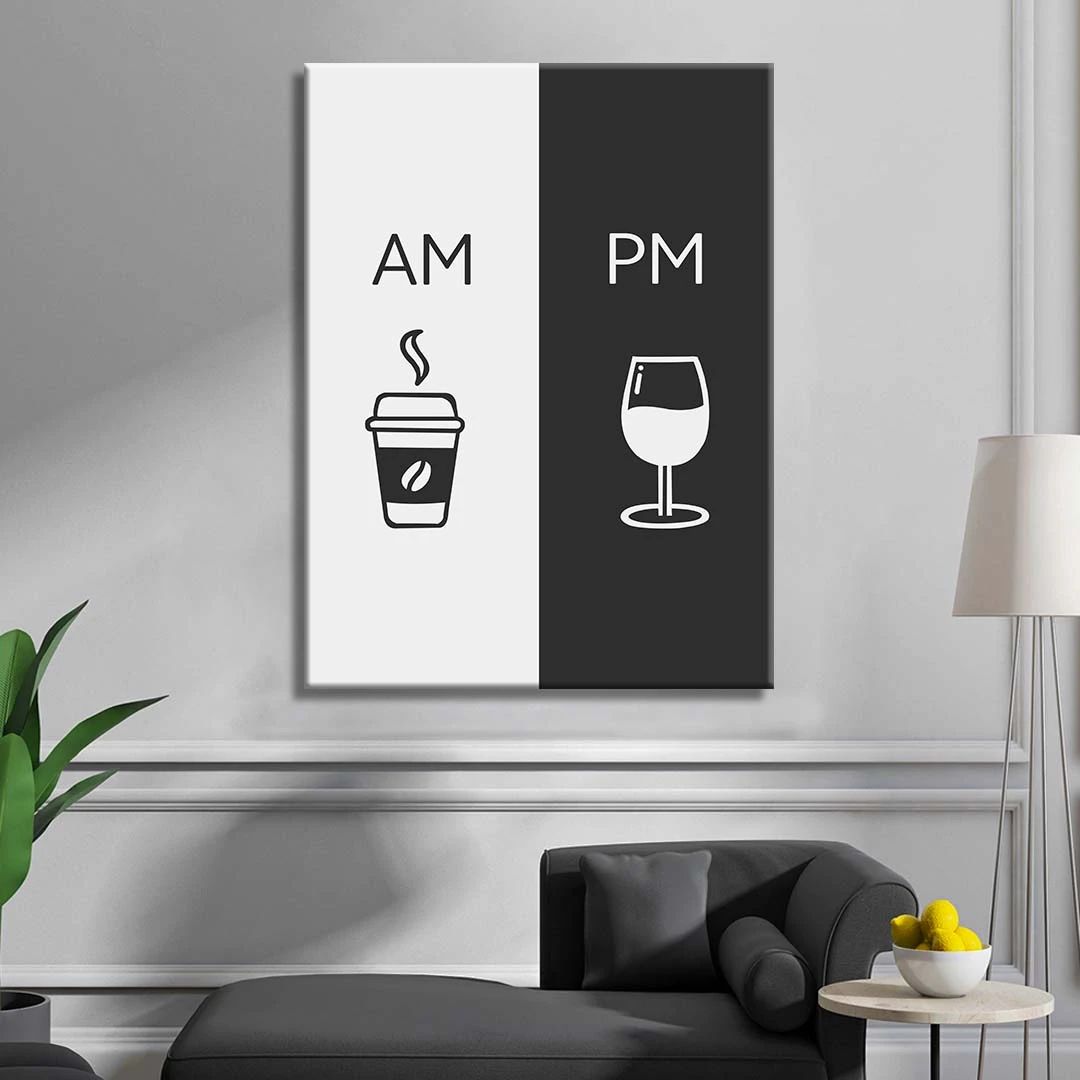 Am Coffee Pm Wine Motivational Positive Canvas Print - Wall Art Decor am coffee pm wine motivational positive canvas print wall art decor 2023