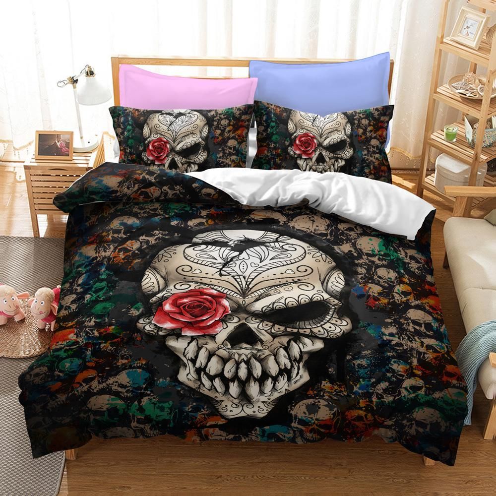 Amazing Rose Skull Eye Printed Bedding Set Bedroom Decor amazing rose skull eye printed bedding set bedroom decor 2762