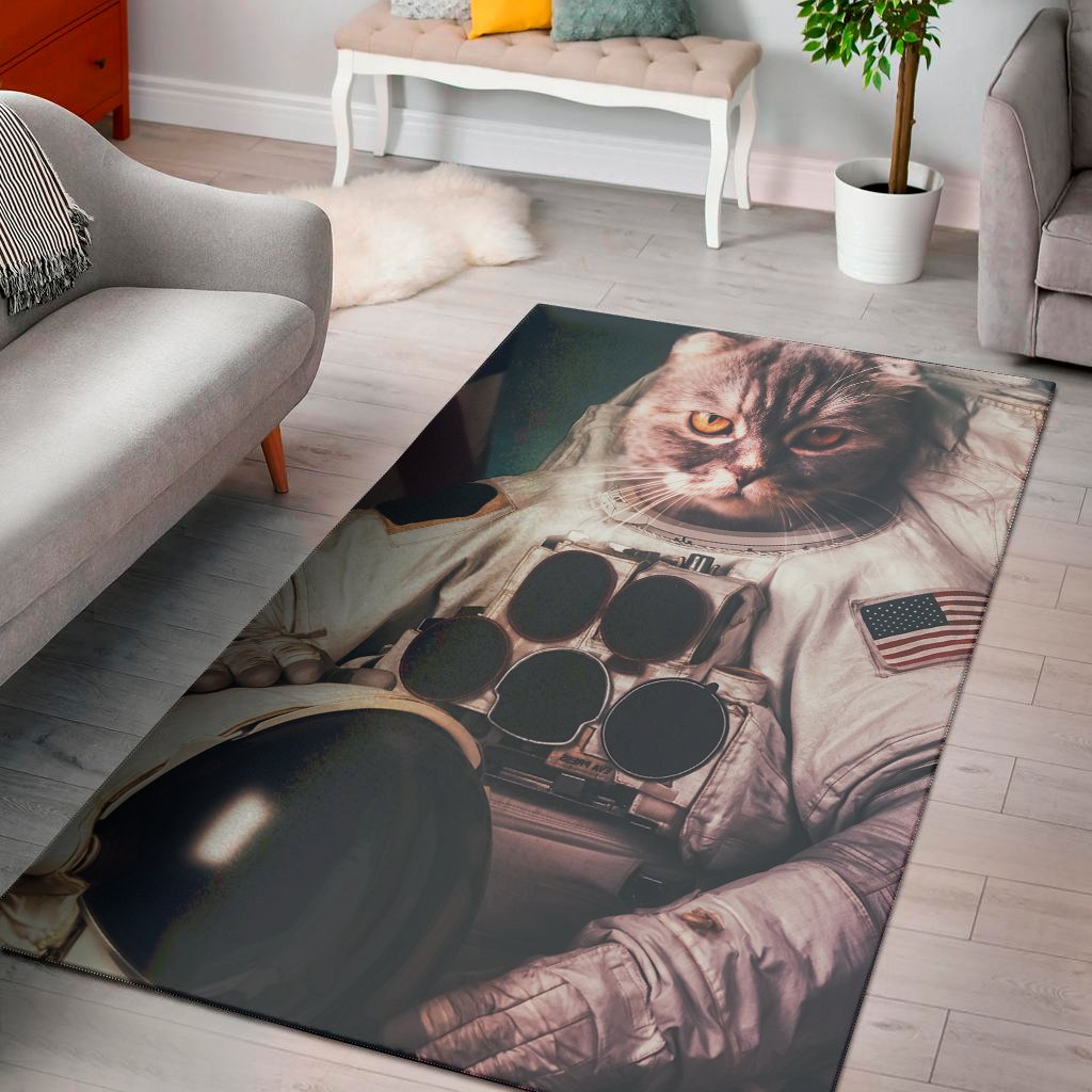 american astronaut cat print area rug floor decor 2836