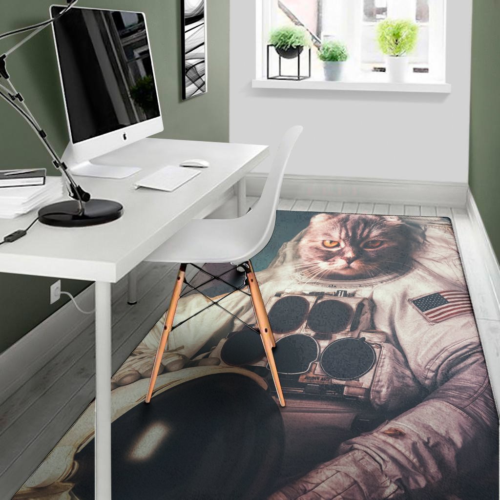 american astronaut cat print area rug floor decor 7129