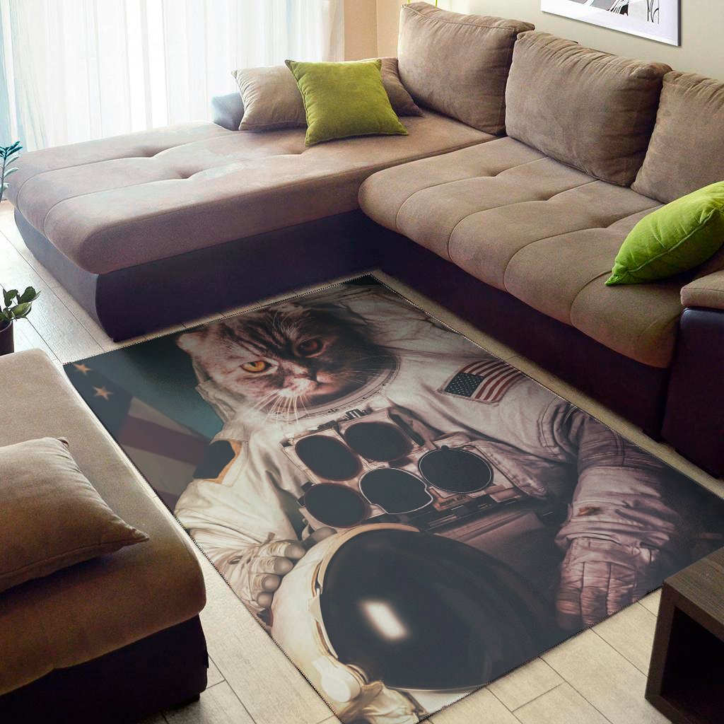 american astronaut cat print area rug floor decor 8535