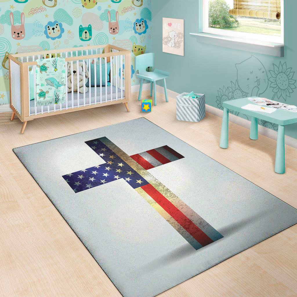 american christian cross flag print area rug floor decor 6492