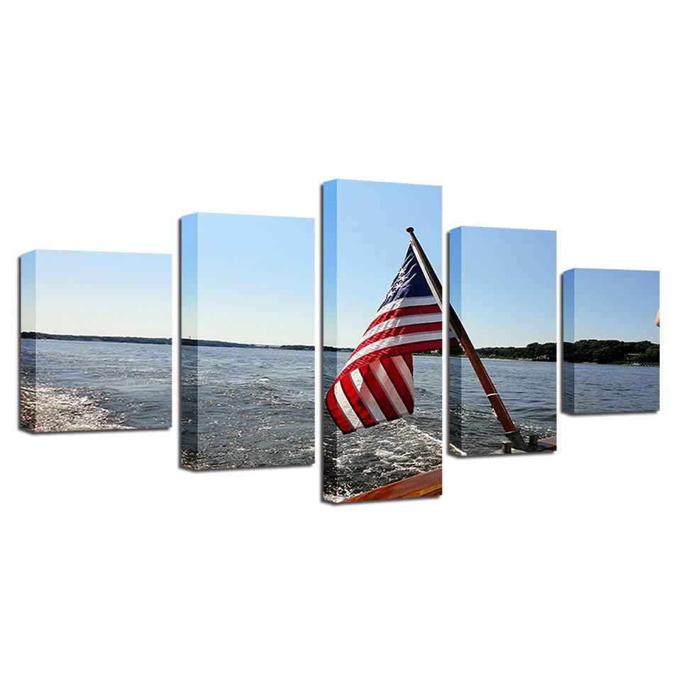 american flag 6 abstract 5 panel canvas art wall decor 5371