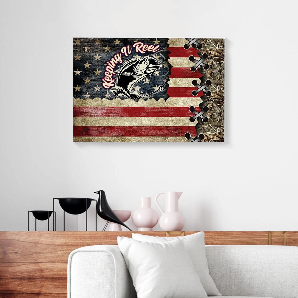 American Flag Fishing Canvas Prints - Wall Art Decor american flag fishing canvas prints wall art decor 8381