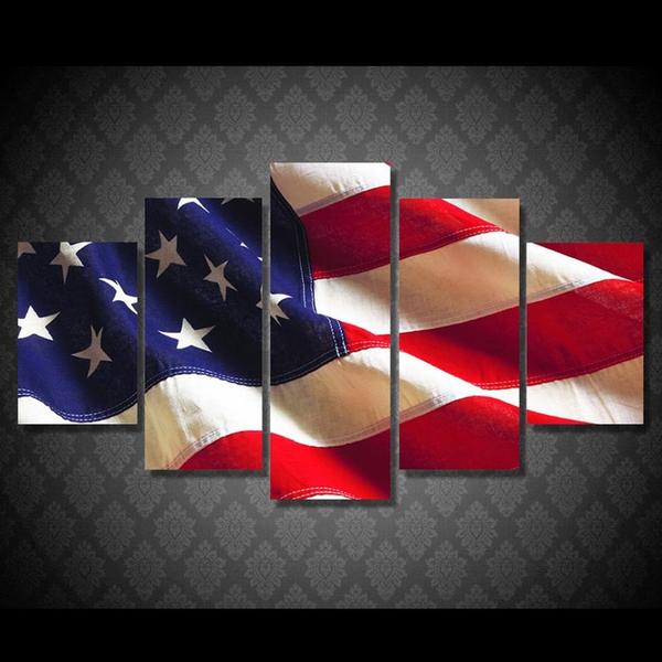 american flag in the wind absatract 5 panel canvas art wall decor 2675