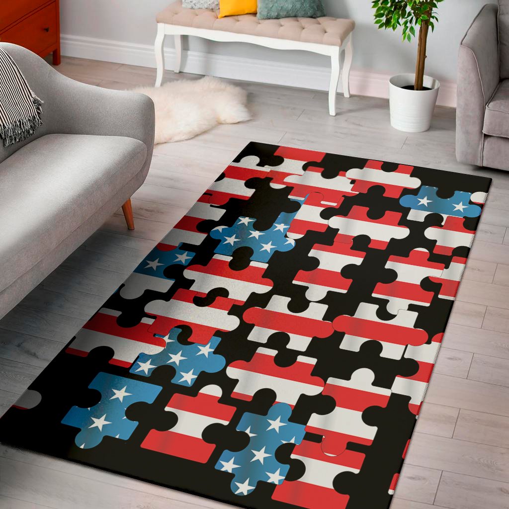 american flag jigsaw puzzle print area rug floor decor 6068
