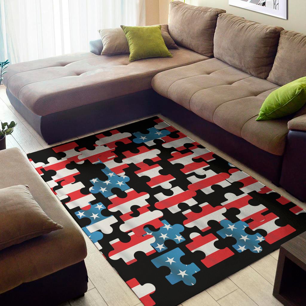 american flag jigsaw puzzle print area rug floor decor 6901