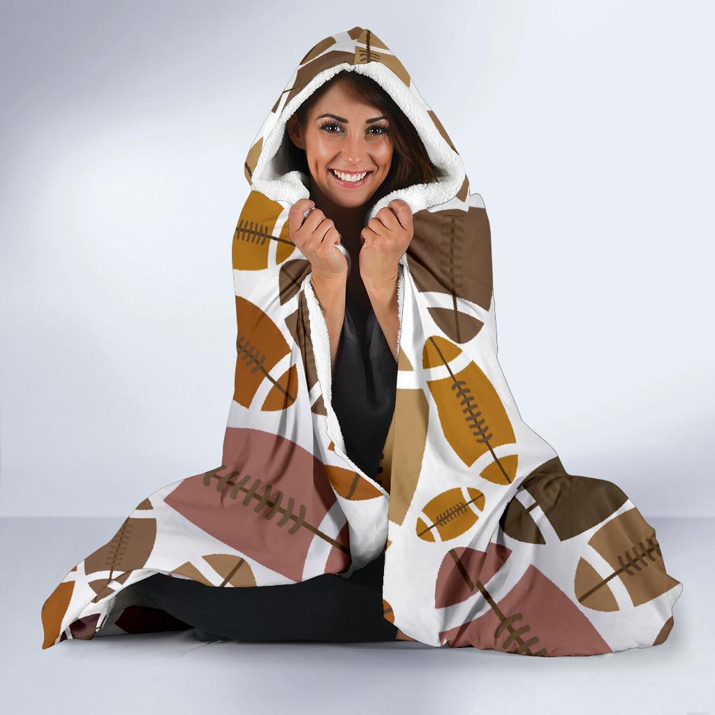 american football rugby ball pattern print hooded blanket cloak blanket 7964