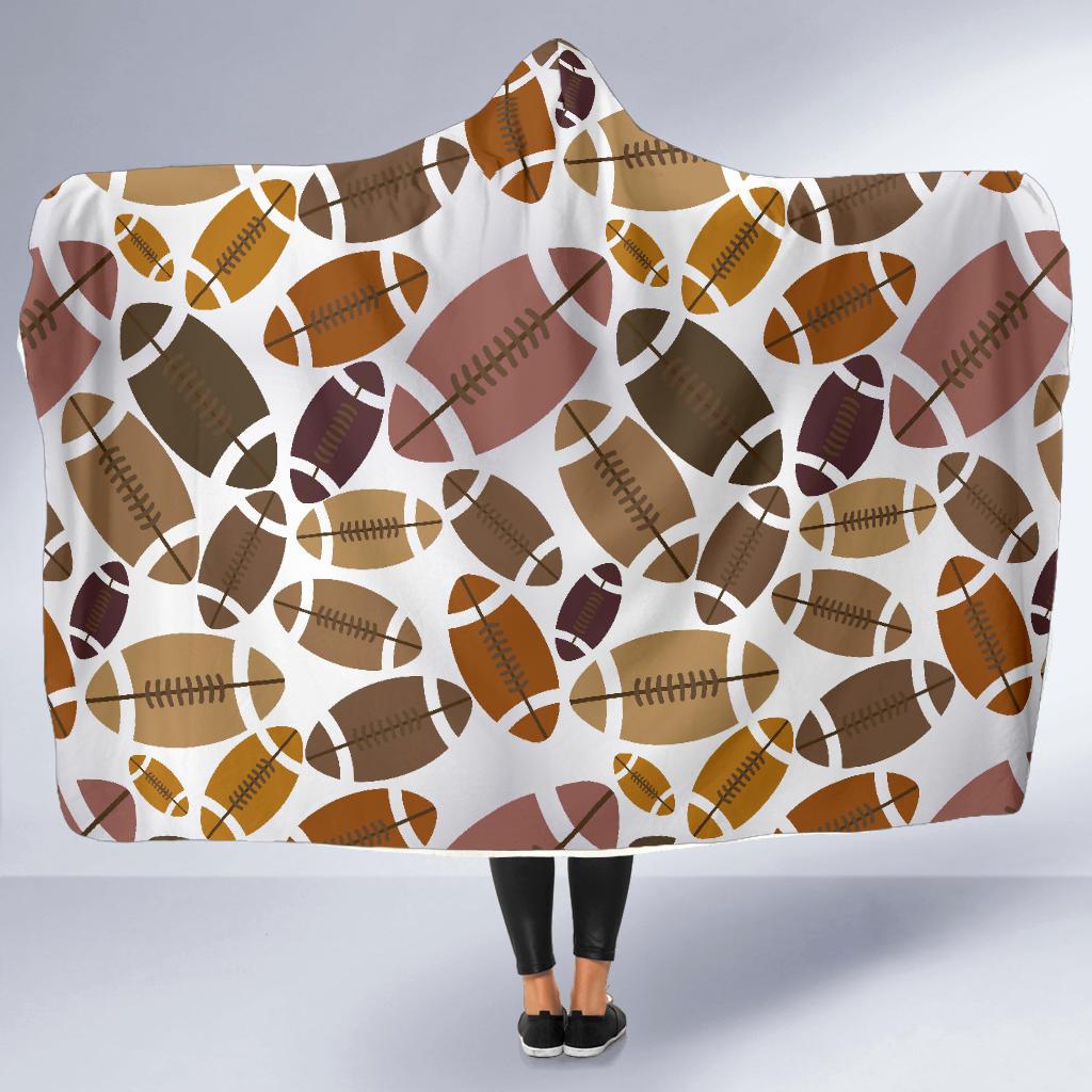 american football rugby ball pattern print hooded blanket cloak blanket 8610