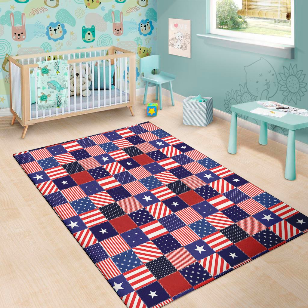 american patriotic patchwork print area rug floor decor 4589