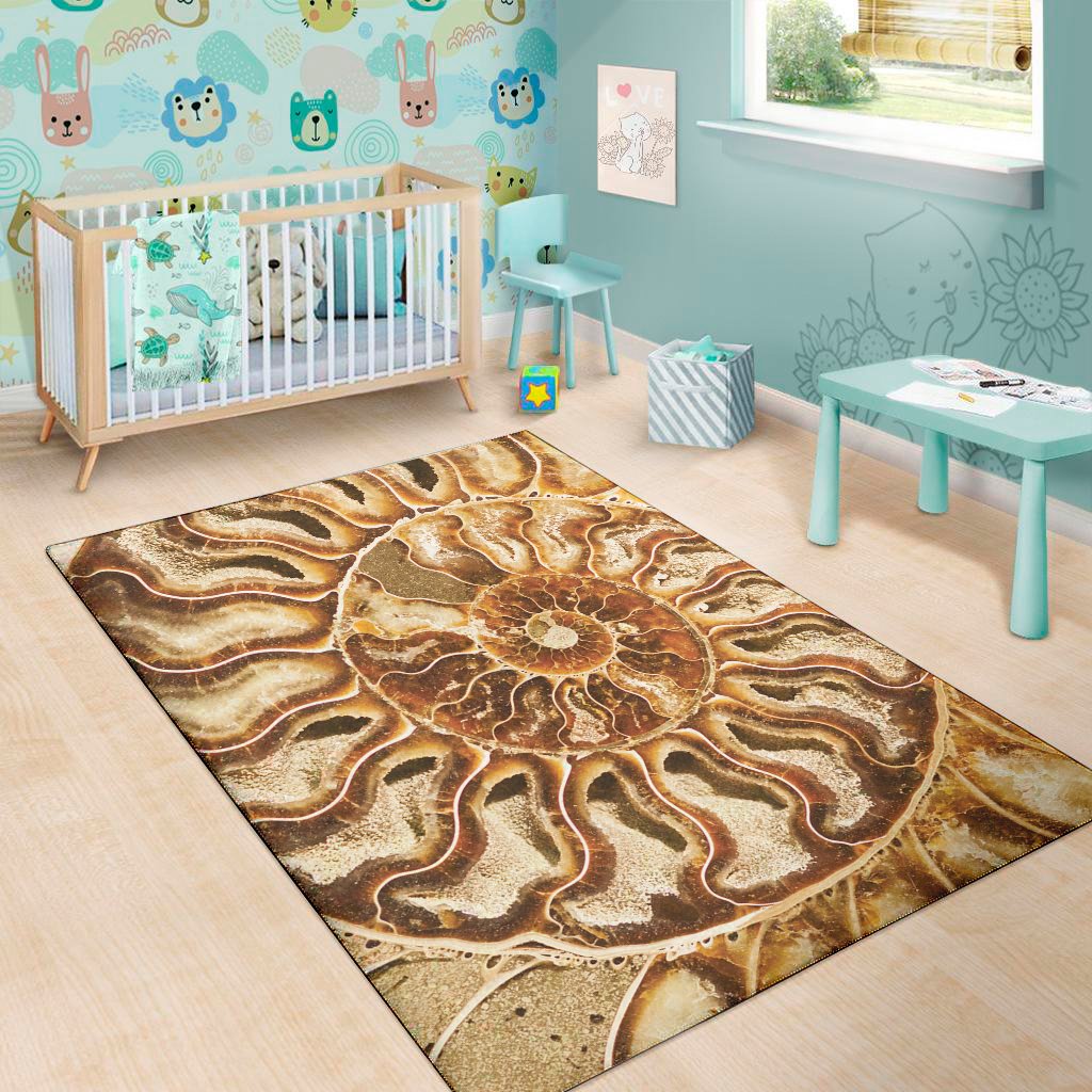 ammonite fossil print area rug floor decor 2518