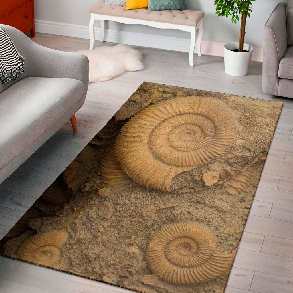 ammonite shell fossil print area rug floor decor 3915