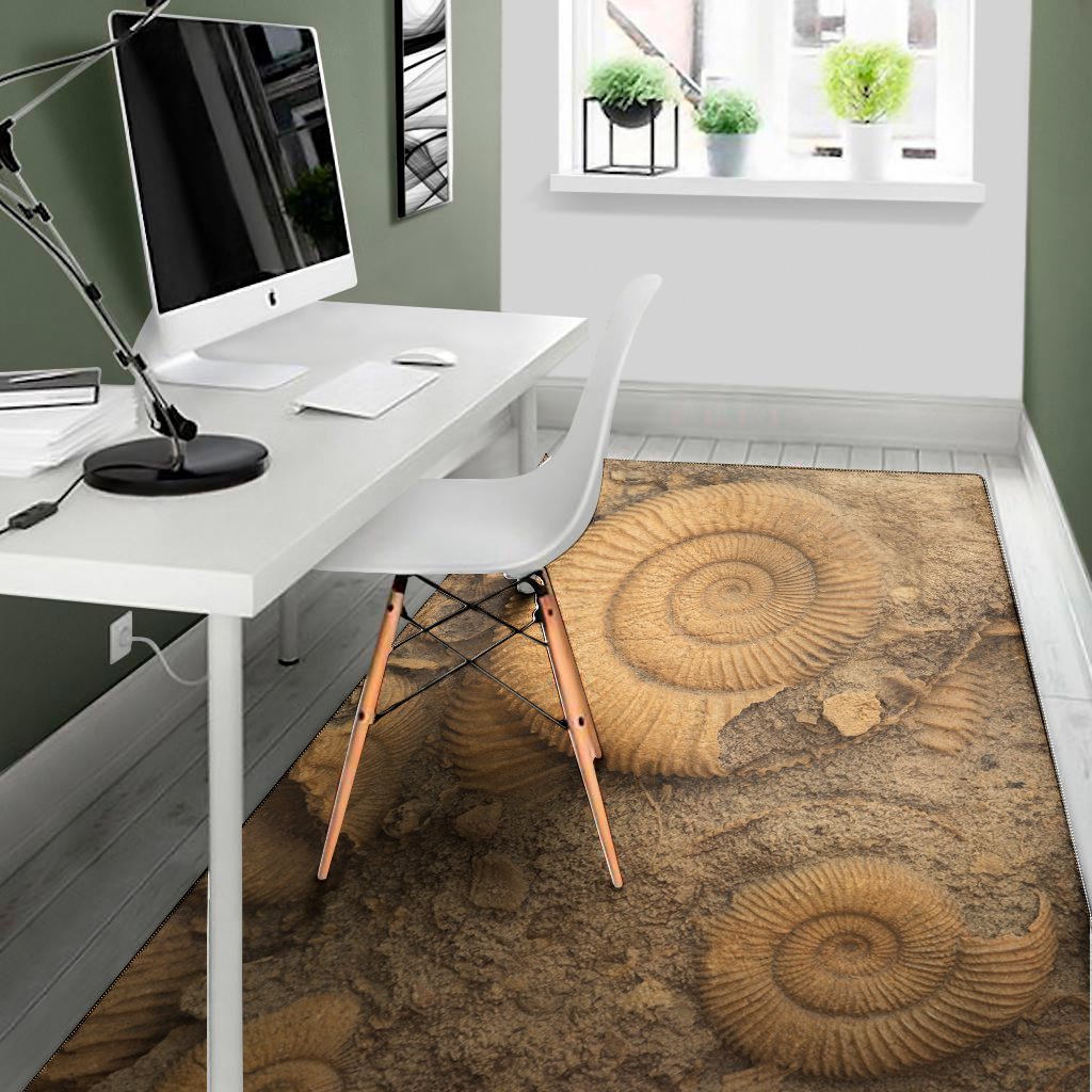 ammonite shell fossil print area rug floor decor 4783