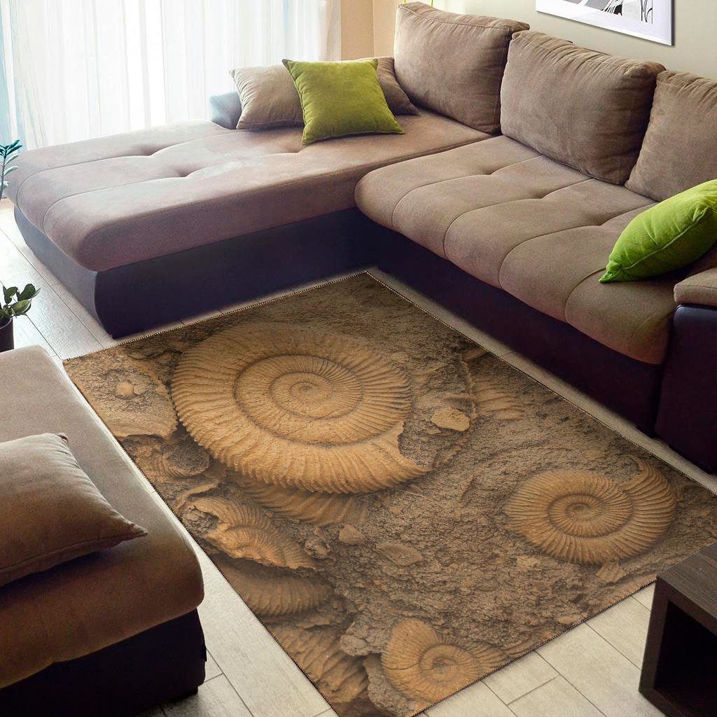ammonite shell fossil print area rug floor decor 6952