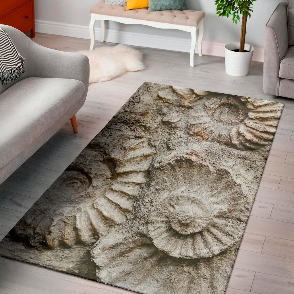 ammonoidea fossil print area rug floor decor 4267