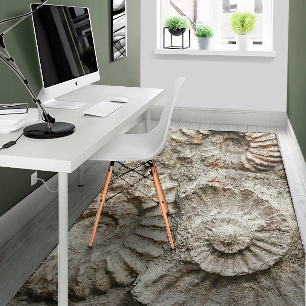 ammonoidea fossil print area rug floor decor 6541