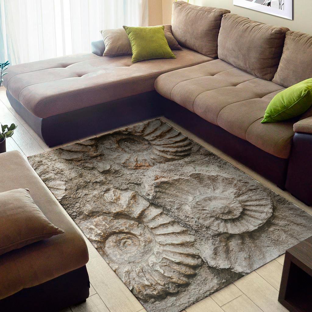 ammonoidea fossil print area rug floor decor 6975