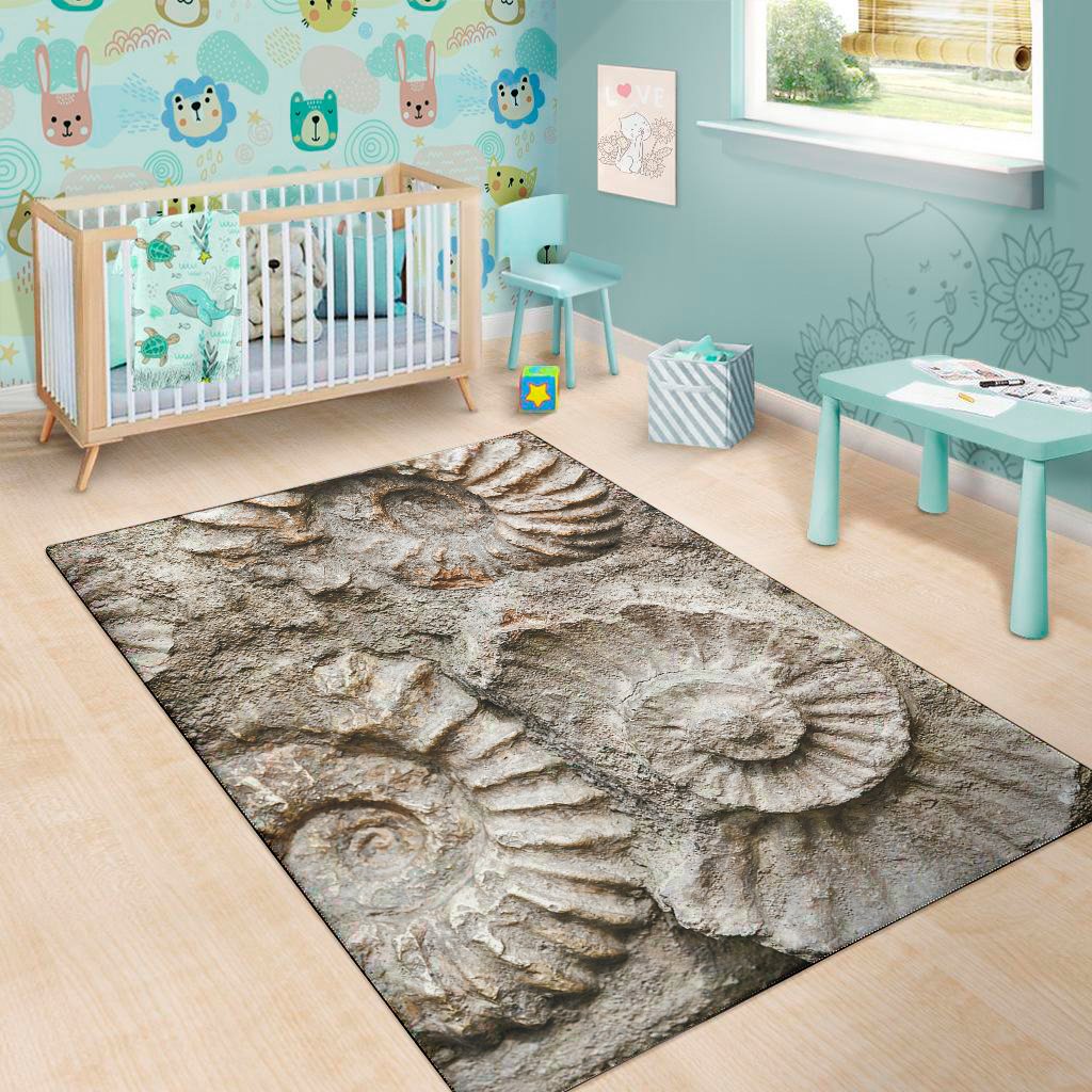 ammonoidea fossil print area rug floor decor 7211