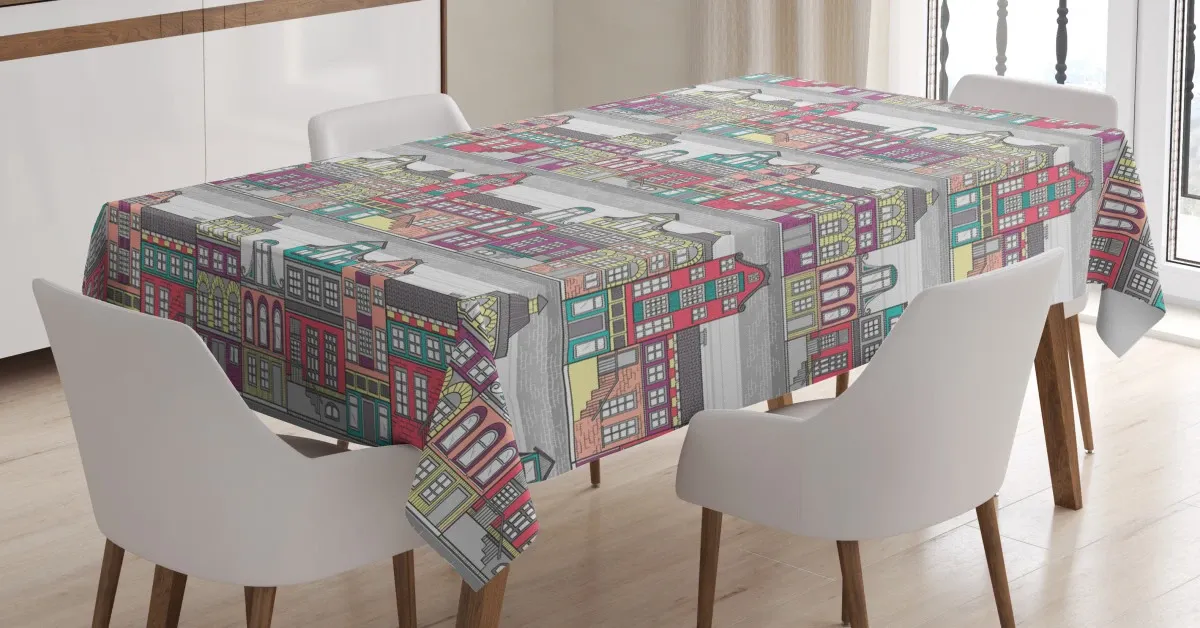amsterdam sketch houses 3d printed tablecloth table decor 5487