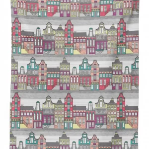 amsterdam sketch houses 3d printed tablecloth table decor 8035