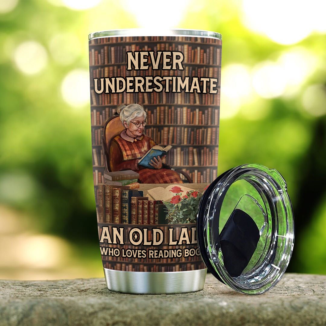 An Old Lady Loves Book Personalized Stainless Steel Tumbler an old lady loves book personalized stainless steel tumbler 2877