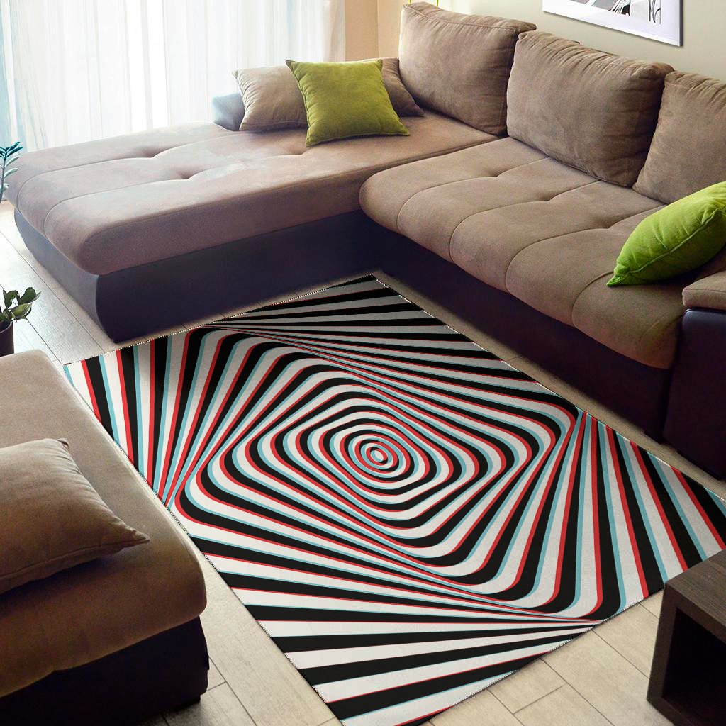 anaglyph optical illusion print area rug floor decor 2744