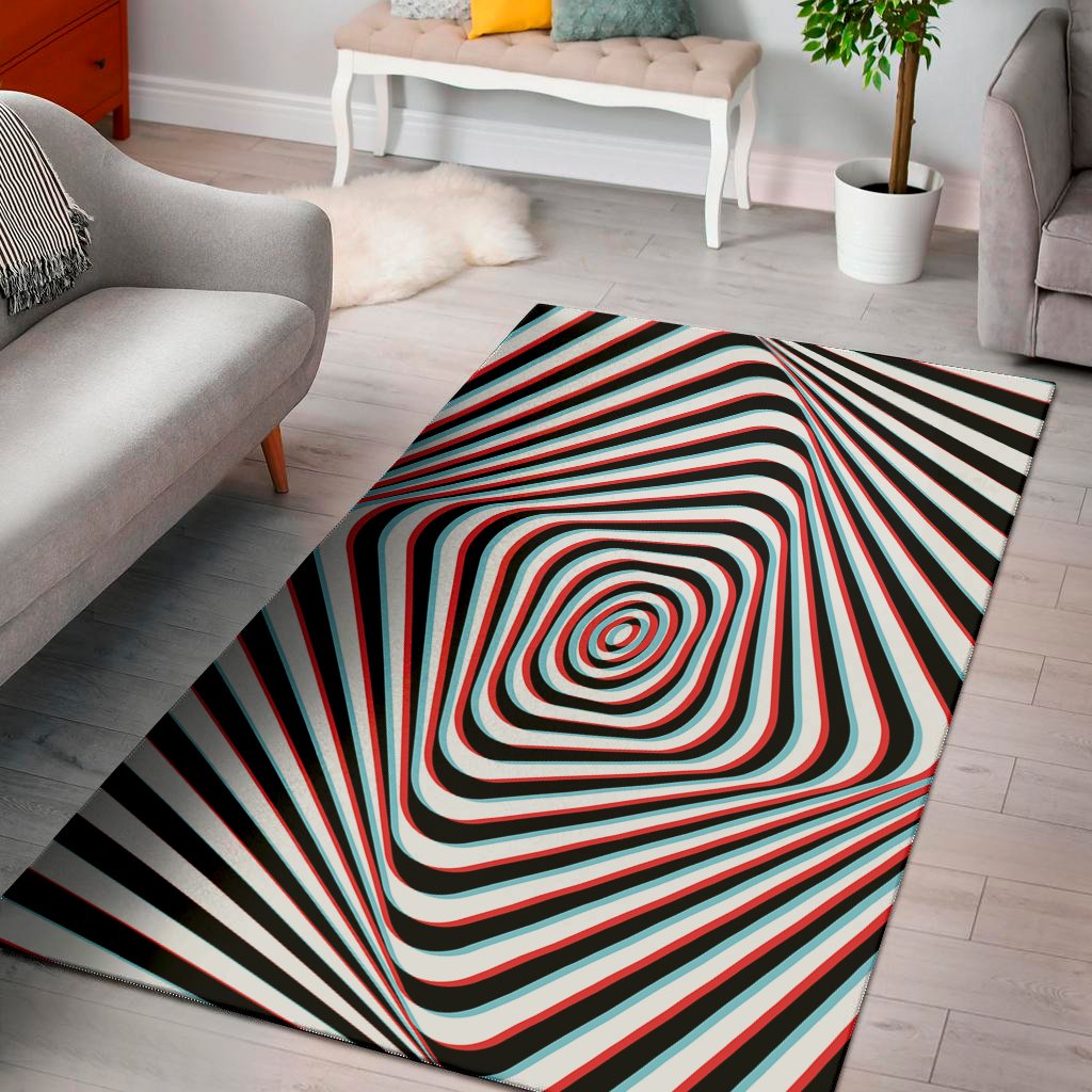 anaglyph optical illusion print area rug floor decor 3069